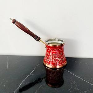 Cafetière turque traditionnelle du Moyen-Orient, en métal, Cezve Ibrik, avec longue poignée en bois, pour une préparation authentique du café - Product Image 4