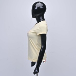 T-shirt pour femme de haute qualité, écologique, avec broderie en sequins et chenille, respirant, manches courtes, col rond, coton, couleur unie - Product Image 4