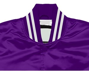 <b>Purple</b> Satin Varsity Jacket <b>Men's</b> Casual Bomber Coat Solid Color Turn-down Collar Regular Fit Autumn Wear - Product Image 3