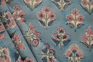 Mughal Print Soft Cotton Block Print Indian 100% Pure Cotton Cloth, Fabric by the yard, Women's Clothing, Hand Block print - Product Image 1