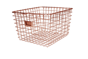 Vintage Locker Style <b>Wire</b> <b>Storage</b> <b>Basket</b> Rustic Farmhouse Chic Metal Steel for Pantry Kitchen Garage Closets - Product Image 2