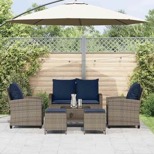 Ensemble de canapés de jardin en rotin PE gris avec verre trempé et acier thermolaqué, meubles d'extérieur durables - Product Image 3