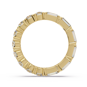 Anillo de Eternidad Personalizado de Oro Puro de 14K con Corte Mixto, Mitad Corte Esmeralda, Mitad Redondo, con Diamantes Cultivados en Laboratorio, Anillo de Boda, Anillo de Aniversario - Product Image 4