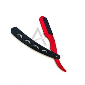 Rasoirs de barbier à manche motif moustache rouge et noire, en acier inoxydable, rasoir à lame droite, marque privée - Product Image 6