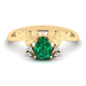 REYES High Quality 925 Sterling <b>Silver</b> Moissanite Engagement Rings Pear Cut 0.75Ct Emerald Gemstone Trendy Eternity Ring - Product Image 6