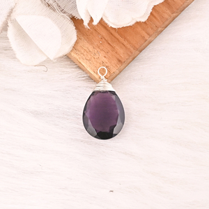 Natural Amethyst Gemstone Bezel Setting Pear Shape <b>Wire</b> Wrap 925 <b>Sterling</b> <b>Silver</b> Pendant for Unisex - Product Image 2