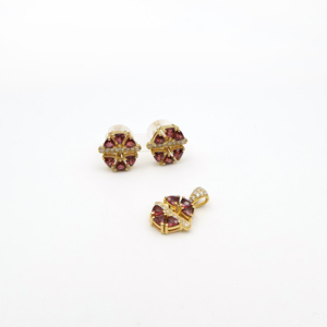 Luminous <b>Garnet</b> Red Gemstone Pendant and <b>Earrings</b> Set Stylish Trendy Women’s Fashion Jewelry Collection - Product Image 1