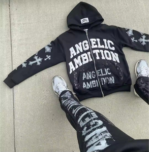 Ensemble sweat-shirt et pantalon de survêtement évasé vintage streetwear, patchwork personnalisé, haute qualité - Product Image 2