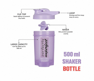 Perfectly Imperfect Purple Plastic <b>Shaker</b> <b>Bottle</b> 500ml Reusable Flip Lid Modern Style for Travel - Product Image 2