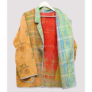 Chaqueta Blazer Reversible con Estampado Floral para Mujer, 100% Algodón, Cuello Mandarín, Ribete en Contraste, Manga Larga, Abrigo de Invierno - Product Image 3