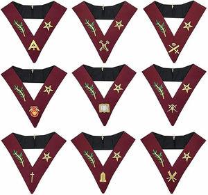Ensemble de colliers d'officier maçonniques Memphis Misraim, brodés à la main, avec étui pour tablier, pour collier complet Royal Arch et broderie. - Product Image 2