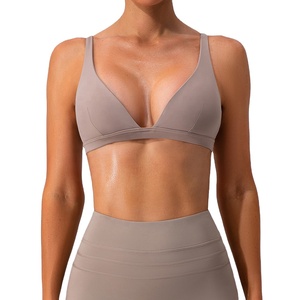 เสื้อชั้นในวิ่งแบบคอวีสำหรับผู้หญิง เนื้อผ้านุ่ม กระชับ แห้งเร็ว ซับแรงกระแทก ระบายอากาศได้ดี เหมาะสำหรับโยคะและกีฬา ไซส์ XL สำหรับผู้ใหญ่ - Product Image 1