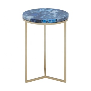 Small <b>Stainless</b> <b>Steel</b> Agate Side <b>Table</b> Modern Design Metal Material Living Room Accent <b>Table</b> Furniture by GOOD DESIGN - Product Image 4