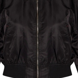 Chaqueta Bomber Negra de Seda/Algodón, Unisex, Estilo Urbano, Grosor Estándar, Tejido Resistente al Agua, Mangas Fruncidas, Frente Moderno - Product Image 5