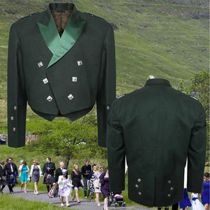 Veste et gilet écossais Prince Charlie verts faits main pour mariage écossais – Fournitures d'usine pour tenues - Product Image 3