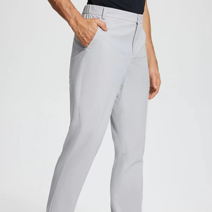 Men's Pants & <b>Trousers</b> <b>Light</b> Gray Straight Fit <b>Trousers</b> High Waist Button Fly Anti-Wrinkle Smart Casual Woven Polyester Pants - Product Image 2