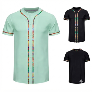 <b>Button</b>-<b>Up</b> <b>Shirt</b> Mint Baseball Jersey V-Neck <b>Short</b> <b>Sleeve</b> Mesh Custom Unisex Breathable Summer Sports Custom Logo Team Uniform - Product Image 1