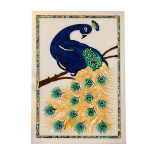 Escultura de Pared Decorativa Hecha a Mano con Relieve de Pavo Real en Lienzo, Decoración de Pared Enmarcada, Decoración de Naturaleza Muerta para el Hogar, Decoración para Bodas Diwali - Product Image 2