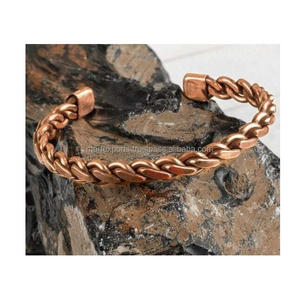 กำไลข้อมือทองแดงแท้ ทนทาน ขัดเงา เคลือบทองแดงโบราณ ดีไซน์เปิดปรับได้ ทันสมัย เหมาะสำหรับทุกเพศ ใช้ได้ทุกวัน - Product Image 1