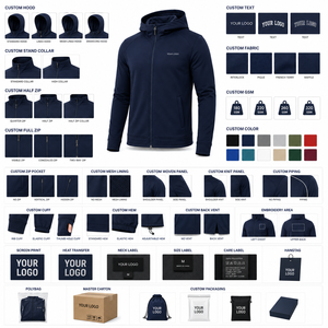 Custom Men's <b>Hooded</b> <b>Fleece</b> <b>Jacket</b> Breathable Polyester Zipper Closure Sporty Training Teamwear ODM Manufacturing - Product Image 4