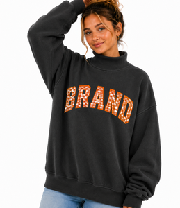 เสื้อสเวตเชิ้ตคอกลมโอเวอร์ไซส์สำหรับผู้หญิง พิมพ์ลายตัวอักษร "BRAND" ทรงปกติ สวมใส่สบายๆ ในฤดูใบไม้ร่วง ผลิตจากผ้าฝ้ายถัก - Product Image 4