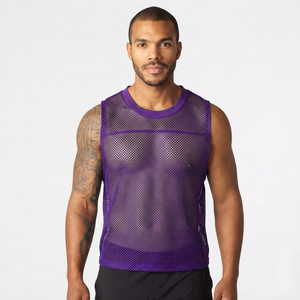 Wholesale Mens <b>Vest</b> <b>White</b> Sexy Tight <b>Bodysuit</b> Turtleneck T-Shirt Custom Logo Printing Knitted Sleeveless Tank Top for Men - Product Image 5