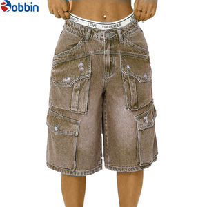 Pantalones Cortos de Mezclilla de Verano para Mujer, Cómodos, Estilo Simple, Holgados, Tipo Cargo, de Pierna Ancha, Lavables, Estilo Boyfriend, con Bolsillos Laterales - Product Image 2