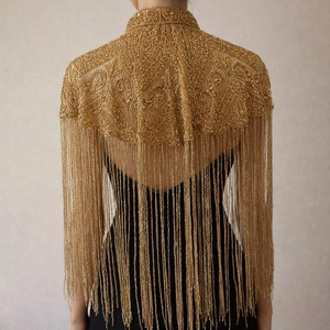 Últimos Tops Bralette con Cuentas y Flecos de Piedras Preciosas en Rojo y Dorado para Mujer, Estilo Sirena, para Carnaval y Fiestas - Product Image 1