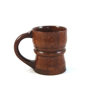 Wooden Mug Handmade Solid Wood Coffee Cup Natural Finish Rustic Style Eco Friendly Drinkware for Home Kitchen - Product Image 1