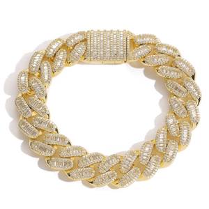 Wholesale Supply Luxury Baguette Cut Moissanite Diamond Hip Hop Bracelet for <b>Men</b> Available for Export Price from India - Product Image 1