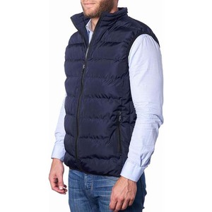 Gilets bleu marine pour hommes, veste sans manches zippée en polyester imperméable style urbain, prix de gros - Product Image 2