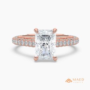 Anillo de compromiso de moissanita de corte radiante en oro rosa de 14K con halo oculto, joyería para fiesta nupcial, regalo para mujer, tendencia en EE. UU. - Product Image 1