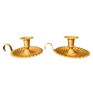 <b>Brass</b> <b>Candlestick</b> <b>Holder</b> Classic Design Heat Resistant Home Decoration Metal Candle <b>Holder</b> with White Candle on Table - Product Image 2