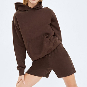 Ensemble de survêtement athlétique pour femme, style motard, taille haute, avec sweat à capuche et short, pour la course et le sport, tenue de performance - Product Image 3