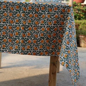 Printed Cotton Linen <b>Tablecloth</b> With Plant Pattern <b>Square</b> Washable Outdoor Use Classic Style - Product Image 2