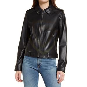 Chaqueta de cuero con cremallera y mangas largas en venta, cómoda, suave y cálida, chaquetas de cuero para mujer - Product Image 2