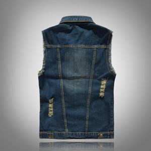 Multi-Pocket Washed Denim <b>Vest</b> Spring Season Vintage Tactical Heavy-Duty <b>Utility</b> Jean Waistcoat for Outdoor & Workwear - Product Image 3