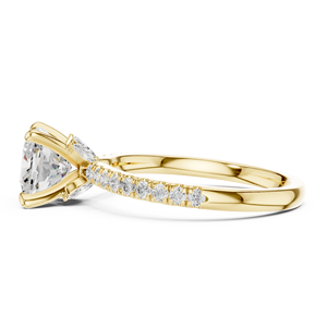Bague de fiançailles en or jaune avec diamant de laboratoire taille émeraude, pavé solitaire, pour femme - Product Image 4