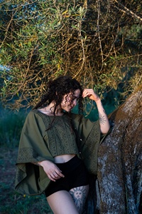 Bohemian Handmade Cotton <b>Poncho</b> Top with Traditional Tribal Block Print Loose Fit Blouse for Everyday Wear - Product Image 4