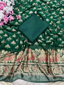 Designer Real Mirror Work With Piping Marshmallow <b>Brasso</b> Saree Paired With Banglori Unstitched Blouse Piece - Product Image 4