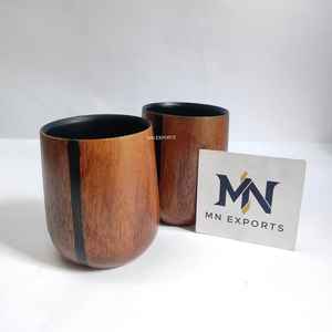 แก้วไม้ดื่มชา กาแฟ แก้วกาแฟไม้เนื้อแข็งพร้อมฉนวนกันความร้อน ดีไซน์ทำมือไม่ซ้ำใคร MN EXPORTS - Product Image 4