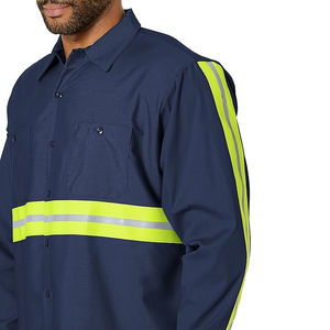 Camisas de botones de alta visibilidad en tela satinada, hechas a medida, de algodón, para trabajo, para hombres y mujeres, material suave y brillante para alta visibilidad - Product Image 6