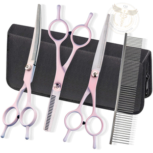 <b>Dog</b> Grooming <b>Scissors</b> Kit Heavy Duty Stainless Steel Professional Right-Handed Comb Straight Curved <b>Scissors</b> Thinning - Product Image 5