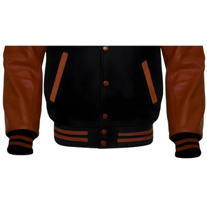 Veste varsity en laine Melton personnalisée pour homme, coupe-vent, respirante, écologique, en nylon/coton, style décontracté d'hiver - Product Image 5