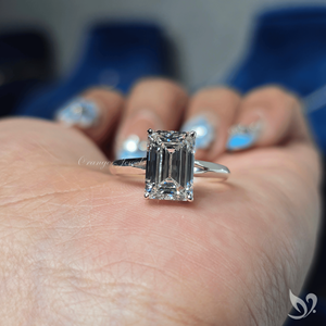 Anillo de Compromiso de Lujo con Diamante Cultivado en Laboratorio, Corte Esmeralda de 3 Quilates, Certificado IGI, Solitario en Oro Sólido de 10K, para Regalo de Boda - Product Image 4