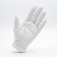 Gant de golf et de cyclisme Injae en cuir Cabretta blanc pour main gauche, respirant, avec fentes pour les doigts, fermeture auto-agrippante, unisexe, OEM, faible MOQ