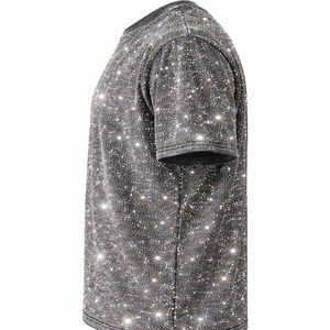 T-shirts personnalisés avec strass, style hip-hop tendance, épaules tombantes, coupe ample, 100% coton lourd pour hommes - Product Image 4