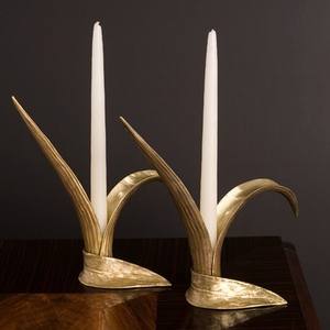 Candélabre de luxe en laiton doré, fait main, motif feuille botanique, moderne nordique, pour bougies coniques, décoration de table de mariage et de maison, centre de table artistique - Product Image 1