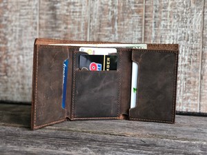 Custom <b>Men</b> Genuine <b>Leather</b> Fashion Trifold <b>Wallet</b> Slim Card Holder Daily Use Coin Purse Wholesale Logo LTW-0101 - Product Image 5