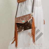 Sac bandoulière en cuir suédé style occidental avec franges, élégant sac à main à franges en pierre pour femme, sac à bandoulière en polyester
